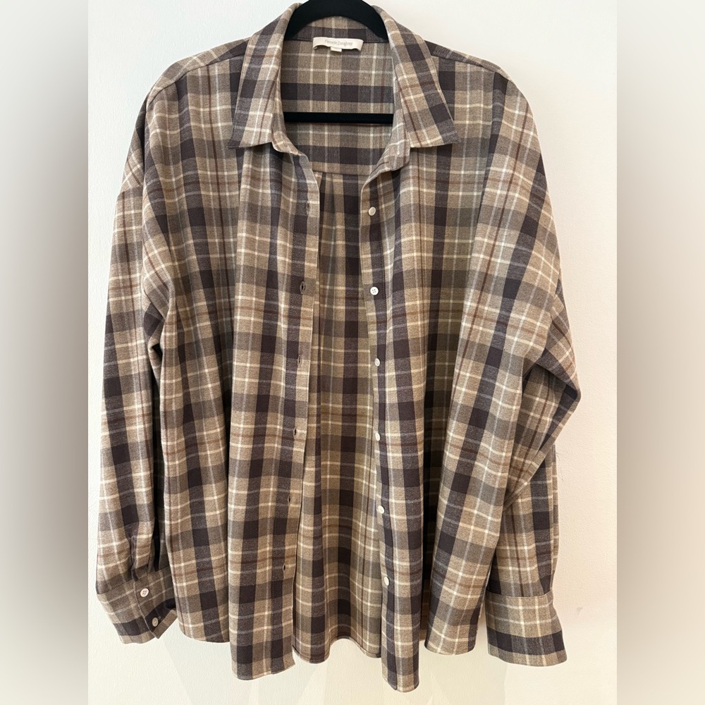 Favorite Daughter The Ex-Boyfriend Shirt Brown Plaid Flannel Large